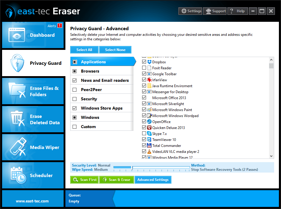screenshot of east-tec Eraser